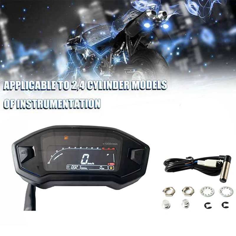 

Universal Motorcycle Lcd Digital Meter Speedometer Odometer Tachometer 1200RPM Gauge