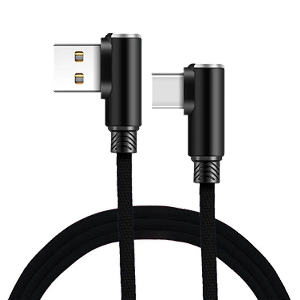Black NATTHSWE двойной локоть тип-c USB Lline 90 градусов зарядный кабель для мобильного телефона с нейлоновой оплеткой совместимый для huawei Xiaomi - Цвет: Black