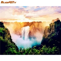 ruopoty paint by numbers pictures on canvas landscape diy frameless handpainted oil painting by number waterfall home decor
