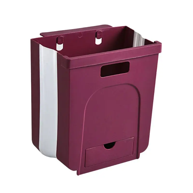 

8L Suspended Kitchen Dustbin Folding Waste Bin Cabinets Door Hanging Trash Can HX5B