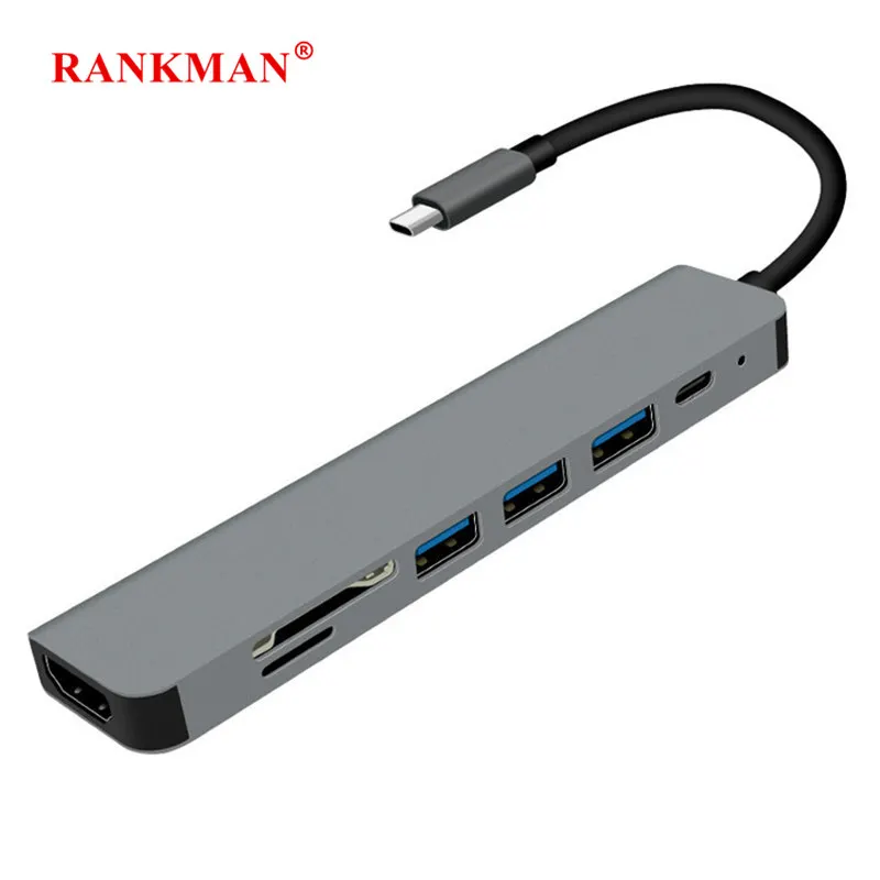 Rankman Тип C к HDMI с поддержкой 4K USB 3 0 SD TF Card Reader адаптер для MacBook Pro Samsung Dex Xiaomi 10
