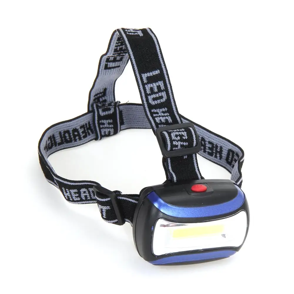 Mini COB LED Headlights Outdoor Camping Mountain Climbing Flashlight Hiking Night Fishing Lights Battery Powered - Emitting Color: Blue