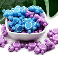 cute idea 10pcs silicone beads animal shape of mini turtle teething pacifier sensory toy bpa free diy chewable baby teether