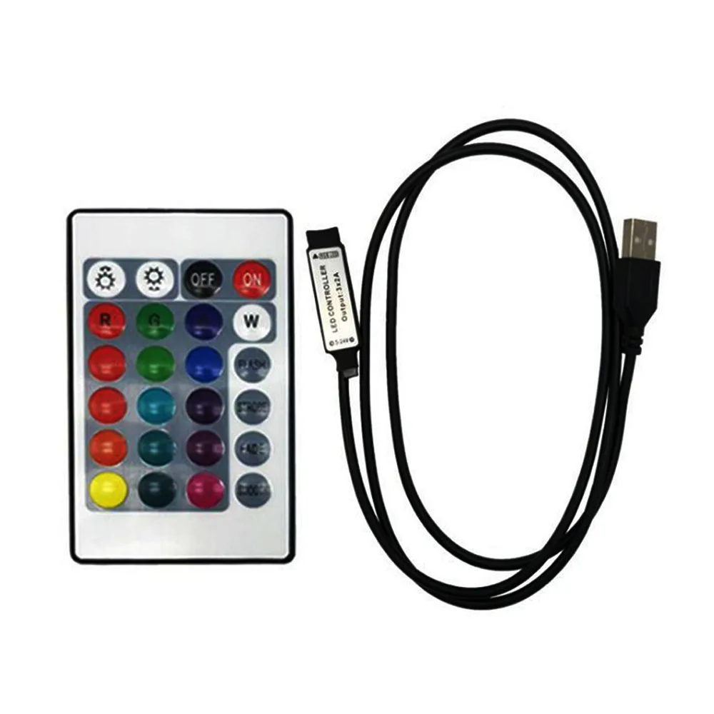 

24 Key USB RGB LED Controller 5V-24V IR Remote RGB LED Remote Control 4 Pin Apply to 2835 5050 3528 RGB Strip Light