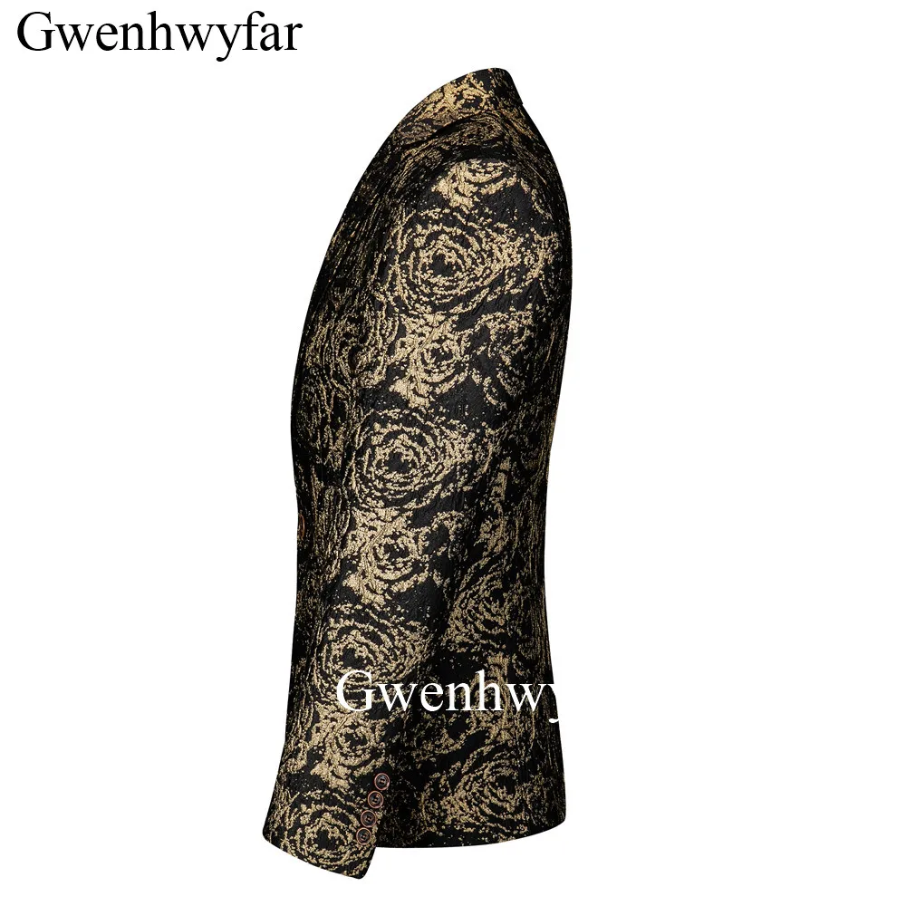 Gwenhwyfar 2020 роскошный бархатный блейзер с золотым цветочным узором черный комплект