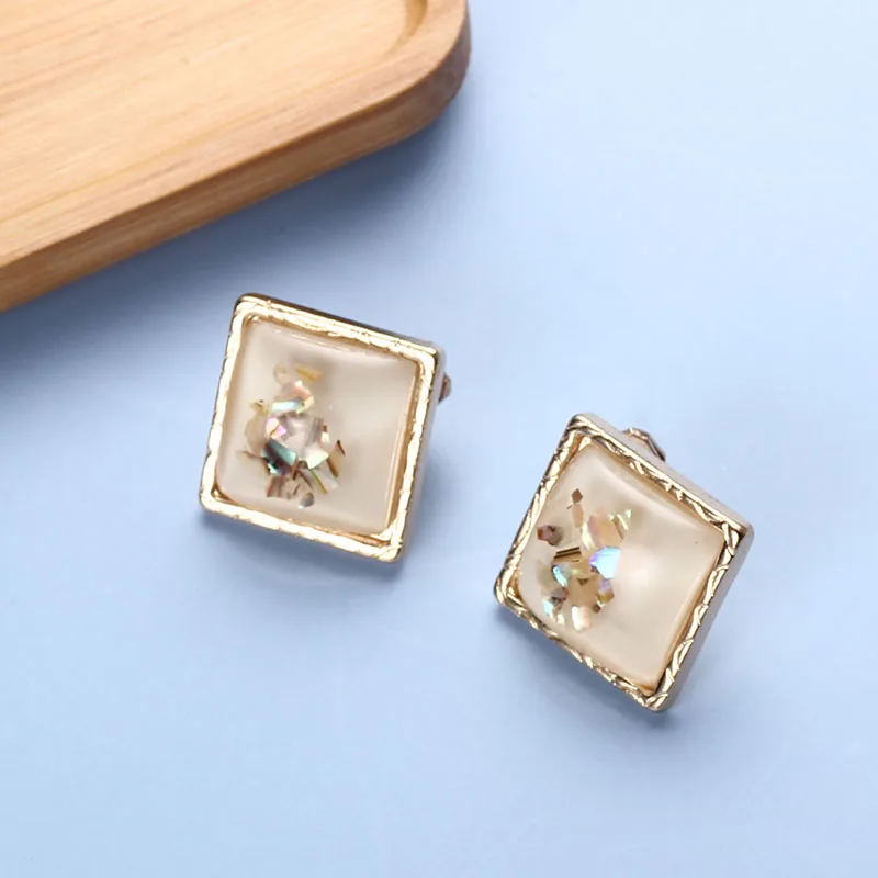 Серьги-гвоздики клипсы для девочек квадратные полимерные серьги-клипсы в