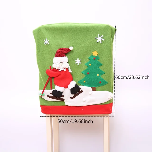 ski santachair hat Рождественская накладка на стул Санта Клаус, крышка из нетканого материала для обеденного стола, Красная шапка, чехлы на спинку стула, рождественские украшения для дома - Цвет: ski santachair hat