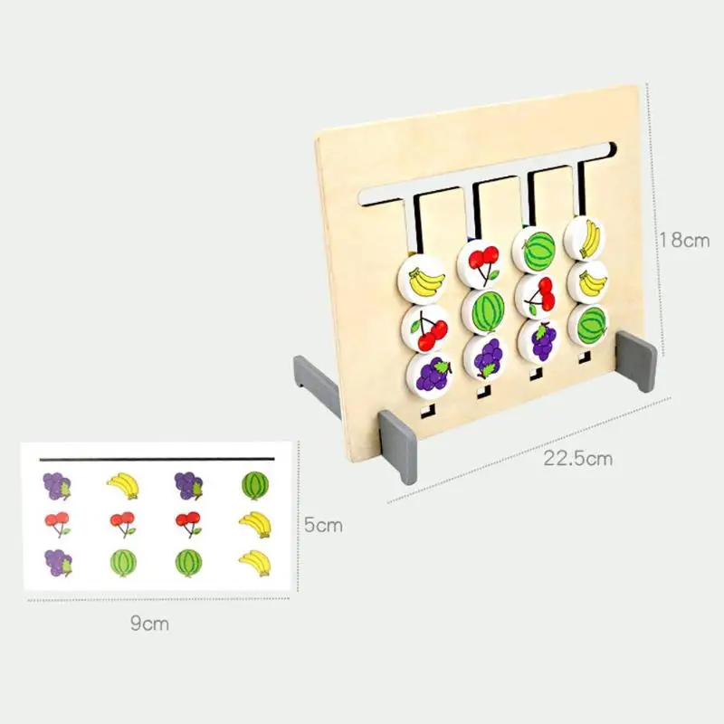 

Montessori Wooden Four Color Fruits Logic Puzzles Game Children Kids Early Educational Toys DIY Wood Developing Wooden Toys Sets