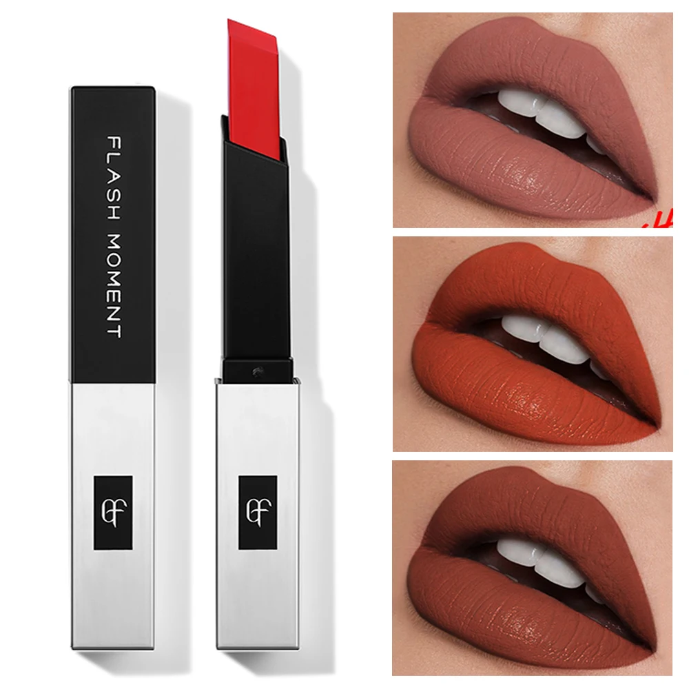 Красная бархатная матовая помада роскошная маленькая серебряная тонкая туба 16