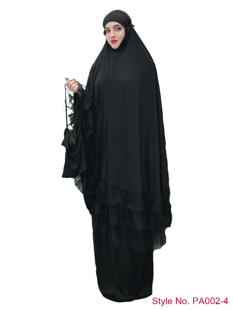 Black Women Khimar Мусульманская женская молитвенная одежда Khimar юбка комплект длинное платье хиджаб Арабская абайя Jilbab Niqab Afghanistan Clothes For Namaz - Цвет: Black Women Khimar