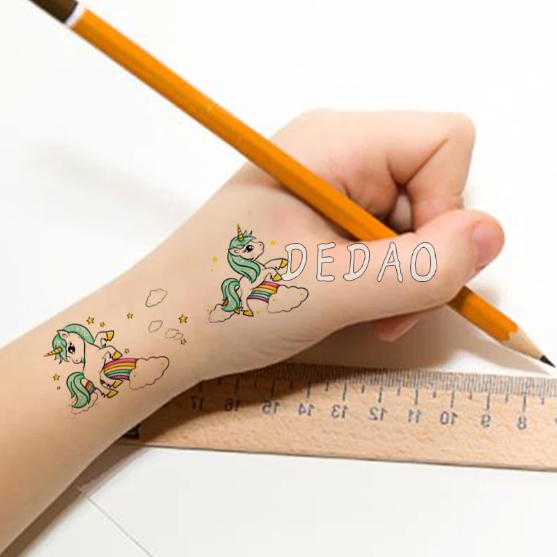 10 шт. детская Татуировка временные татуировки в виде единорога из мультфильма