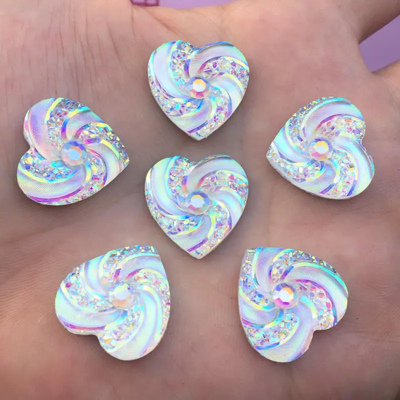 Пуговицы Стразы с блестящими сердечками 100 шт. 20 мм Кристаллы из смолы стразы