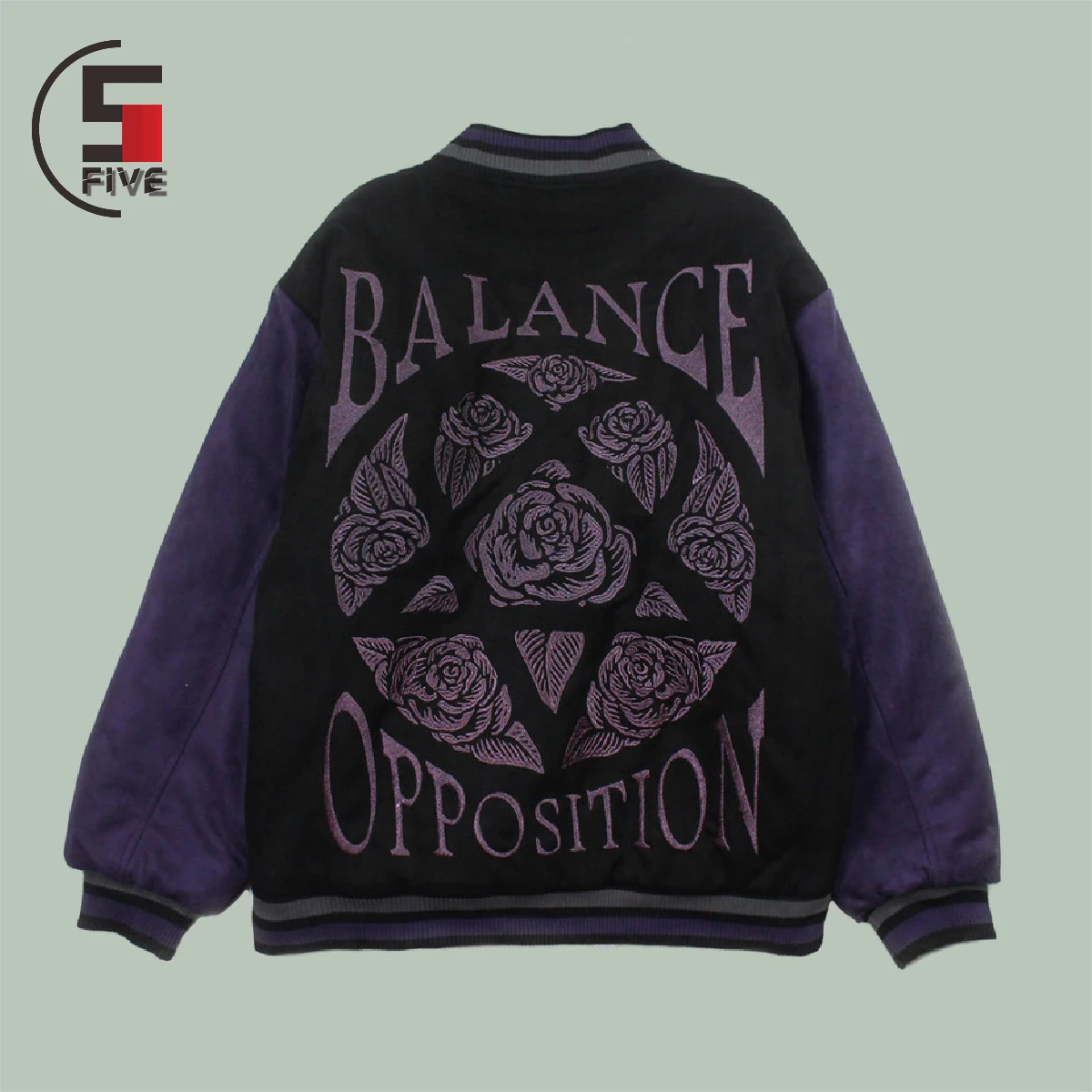 

Patchwork Baseball Jacket Men Furry Sleeve Rose Embroidery Street Harajuku Oversized Jacket Winter Warm Hip Hop Punk Padded Coat