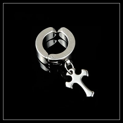 K3 silver Корейская унисекс черная титановая сталь Панк Крест Кафф Ушная клипса серьги для мужчин/wo мужчин ухо гвоздь серьги без пирсинга - Окраска металла: K3 silver