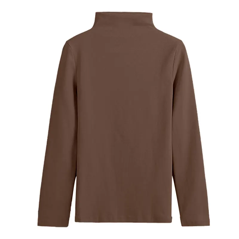 

Undershirt Women's Autumn and Winter New Fleece-Lined Thickened All-Matching Half Turtleneck Long-Sleeved Shirt with INS Western
