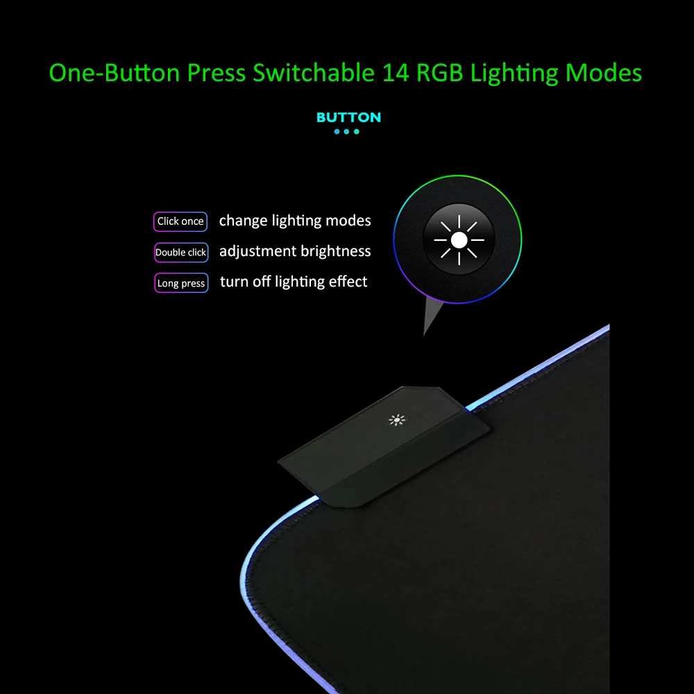 Светодиодный RGB игровая Мышь Pad 14 режимов освещения очень большой мягкий коврик
