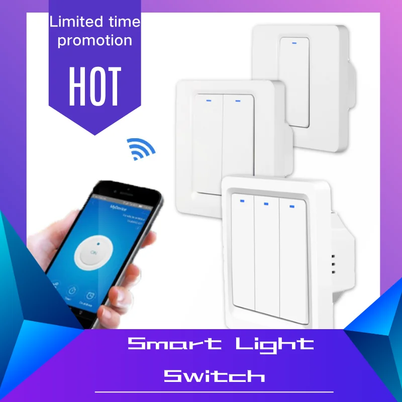 Адррес QUANYOU Smart WiFi светильник переключатель с помощью кнопок из нержавеющей