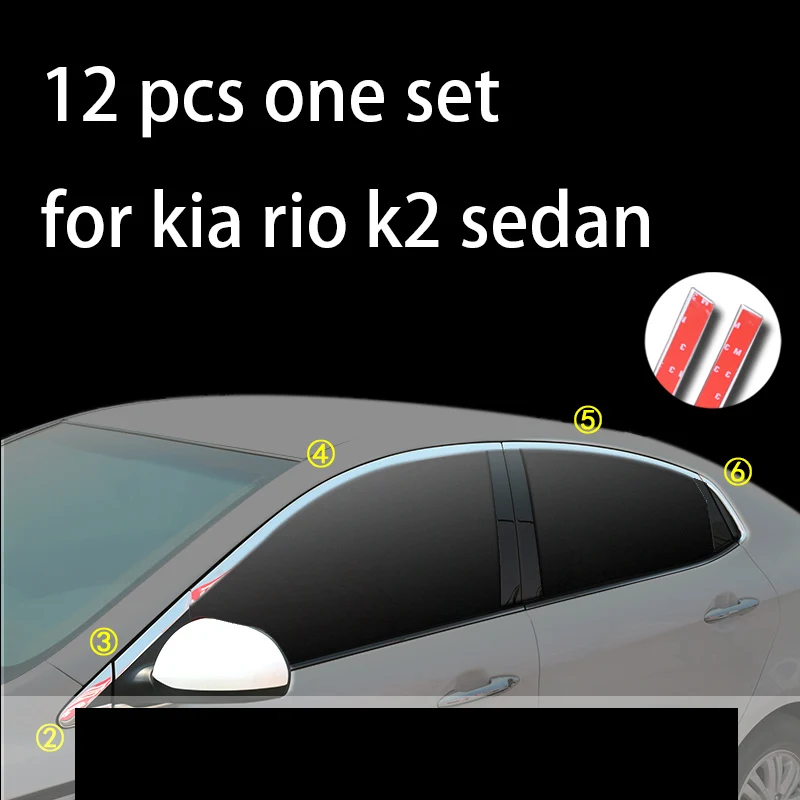 Lsrtw2017 нержавеющая сталь окна автомобиля планки украшения для kia rio 2012 2013 k2 pride - Название цвета: 12 pcs trims sedan