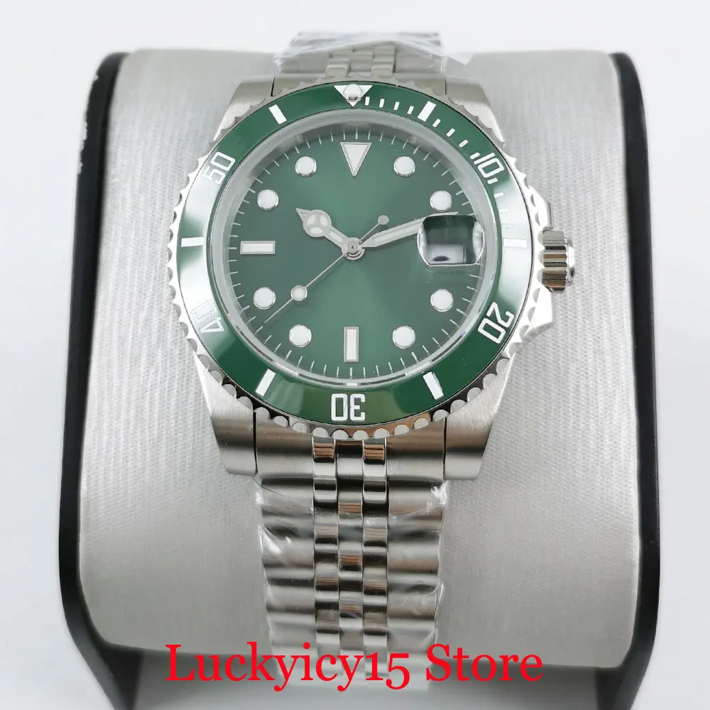Мужские часы NH35 24 Jewels MIYOTA 8215 PT5000 зеленый стерильный циферблат чехол с винтовой