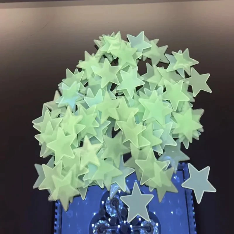 Наклейки на стены светящиеся флуоресцентные из ПВХ с 3D звездами светится в