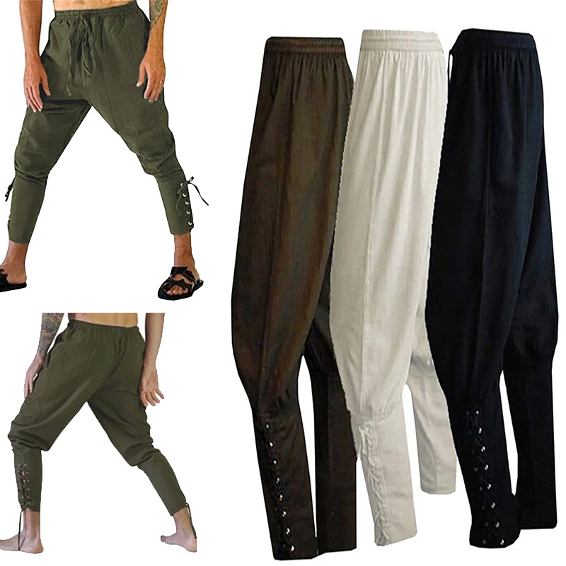 Карнавальные мужские брюки в стиле стимпанк средневековый костюм однотонный