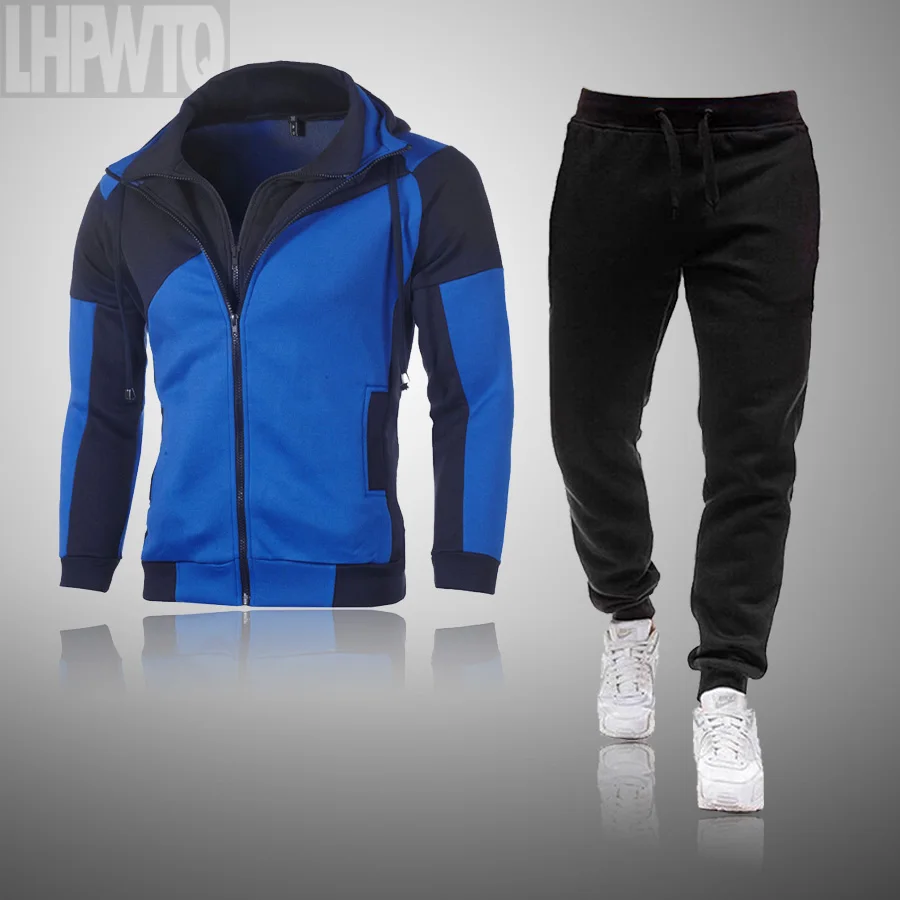 

2020 Two Pieces Set Tracksuit Men's hoodie Sets Sportswear Thick Hoodie+Pants Sport Suits Casual Sweatshirt And Sweatpants