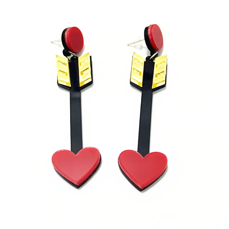 KUGUYS хвост перо Висячие длинные серьги для женщин Красный персик сердце стрела