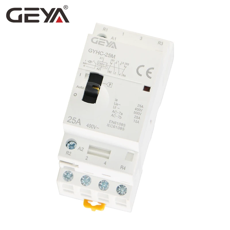 Бесплатная доставка GEYA ручной контактор 4P 16A 20A 25A 2NO2NC 220 V/230 V 50/60HZ Din rail бытовой AC
