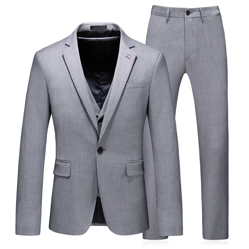 

Classic Business Banquet Men Suit Jacket + Pant + Vest Autumn Winter Men Suit 3 Piece Set Fashion Men Slim Fit Plaid Suits