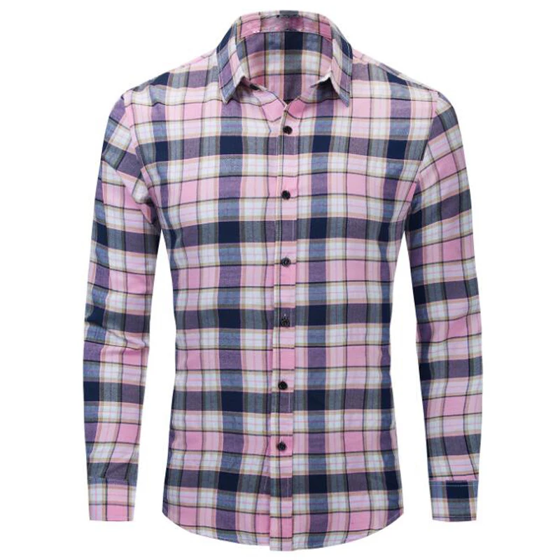

Spring summer men shirts high quality 100% cotton casual shirts for men long sleeved Plus Size Plaid shirts men chemise homme