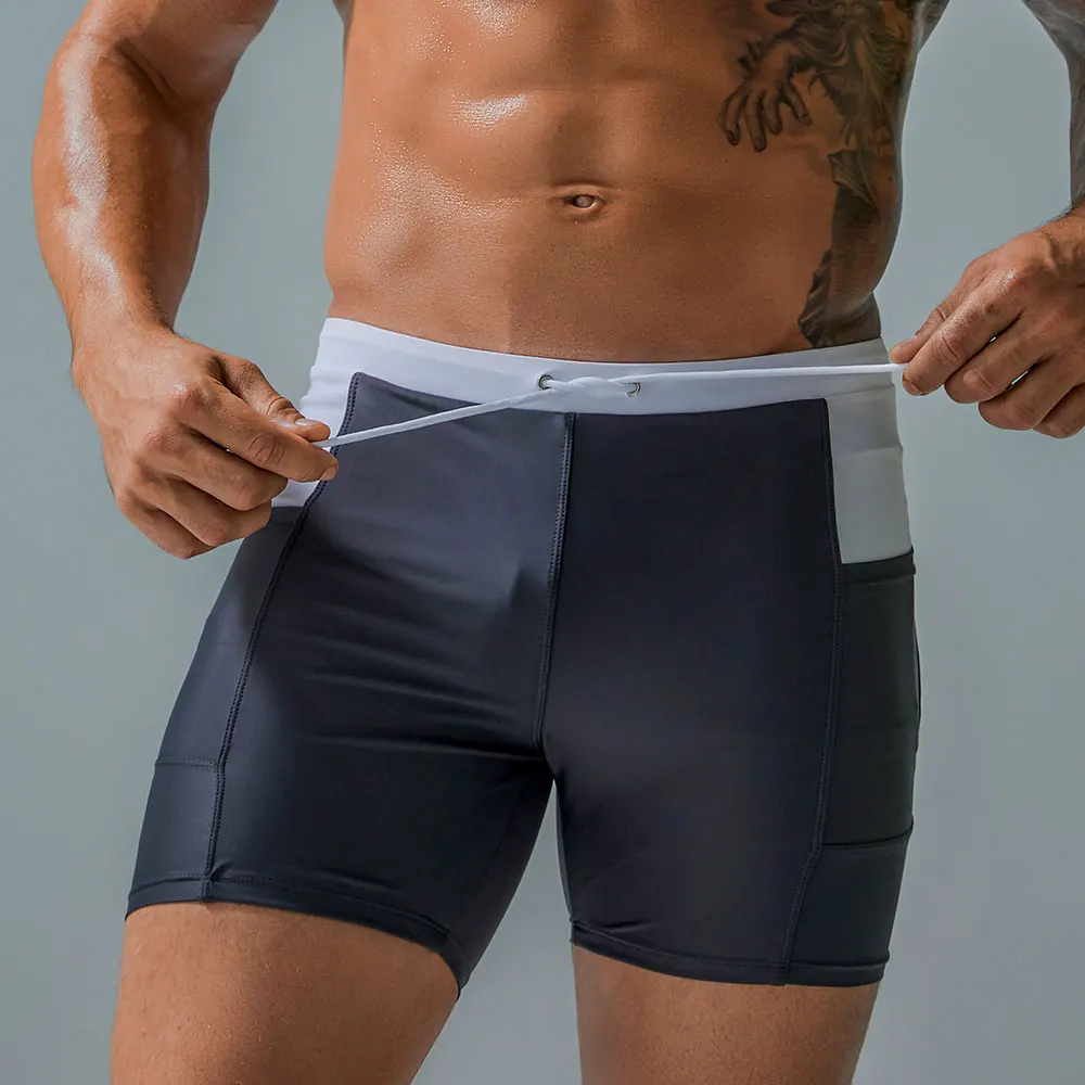 

2020 Trunk Swimwear Swim Pants Solid Stretch Outdoors Casual Bathing-Pants Brand Beach Professional swimming trunks Man Swimsuit