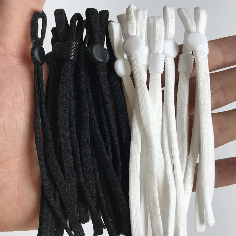 

50Pcs Width 3mm 5mm Elastic Band Ear Strap Adjustable Button Resin Belt Rope DIY Hand-sewn Material Outdoor School Supplies