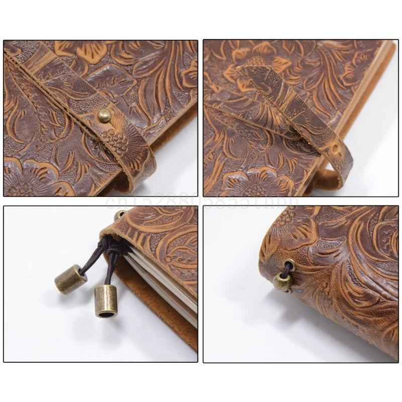 

Vintage Leather Travel Journal Notebook Diary Embossed Press Notepad Sketchbook