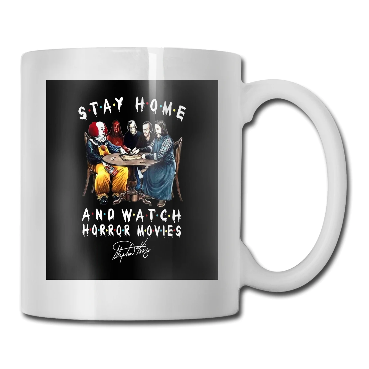 Чашка с надписью Stay Home для мужчин и женщин кружка героями фильмов о ужасах
