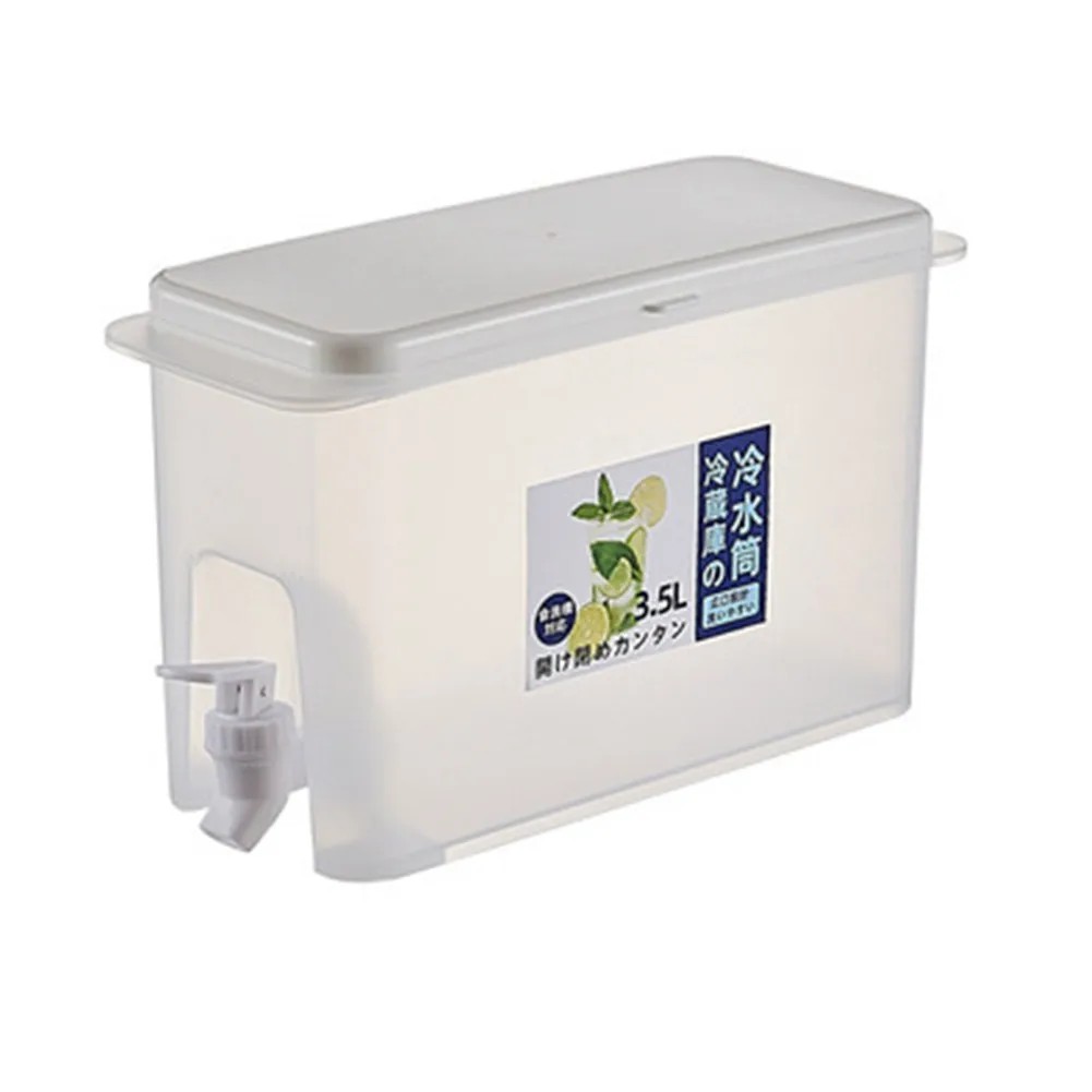 

White Cold Water Bucket 3.5L Water Pitcher Jug With Faucet Drinkware Kettle Bottle Refrigerator 28 * 11 * 17cm Storage Cup