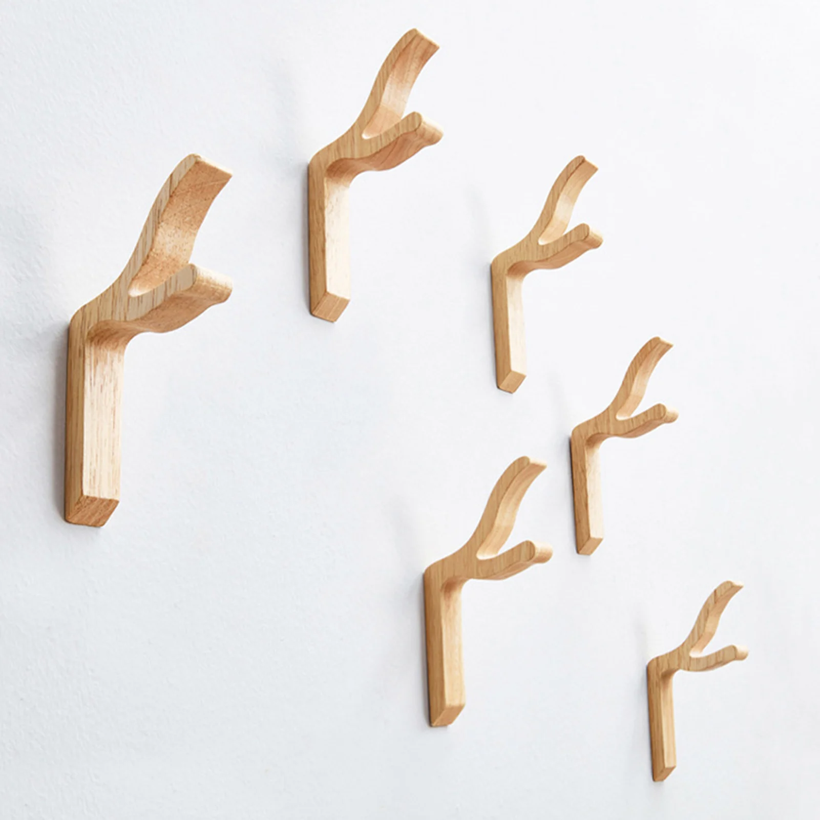 

Natural Wooden Coat Hook Study Wall Mounted Clothes Scarf Hat Bag Storage Hanger PR Sale