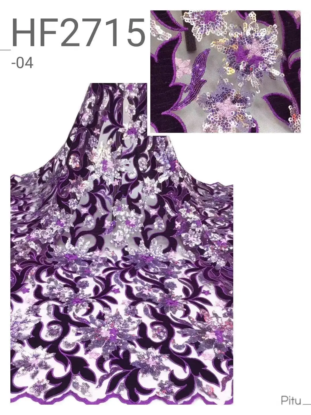 

Новый дизайн, французское бархатное кружево с блестками, красивое нигерийское платье с вышивкой, высококачественные кружевные материалы д...