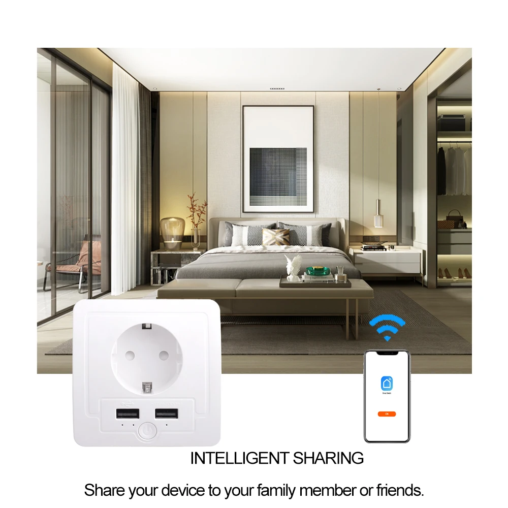Настенная розетка Coswall Zigbee 3 0 Tuya 2 USB-порта для зарядки таймер программируемый с Alexa