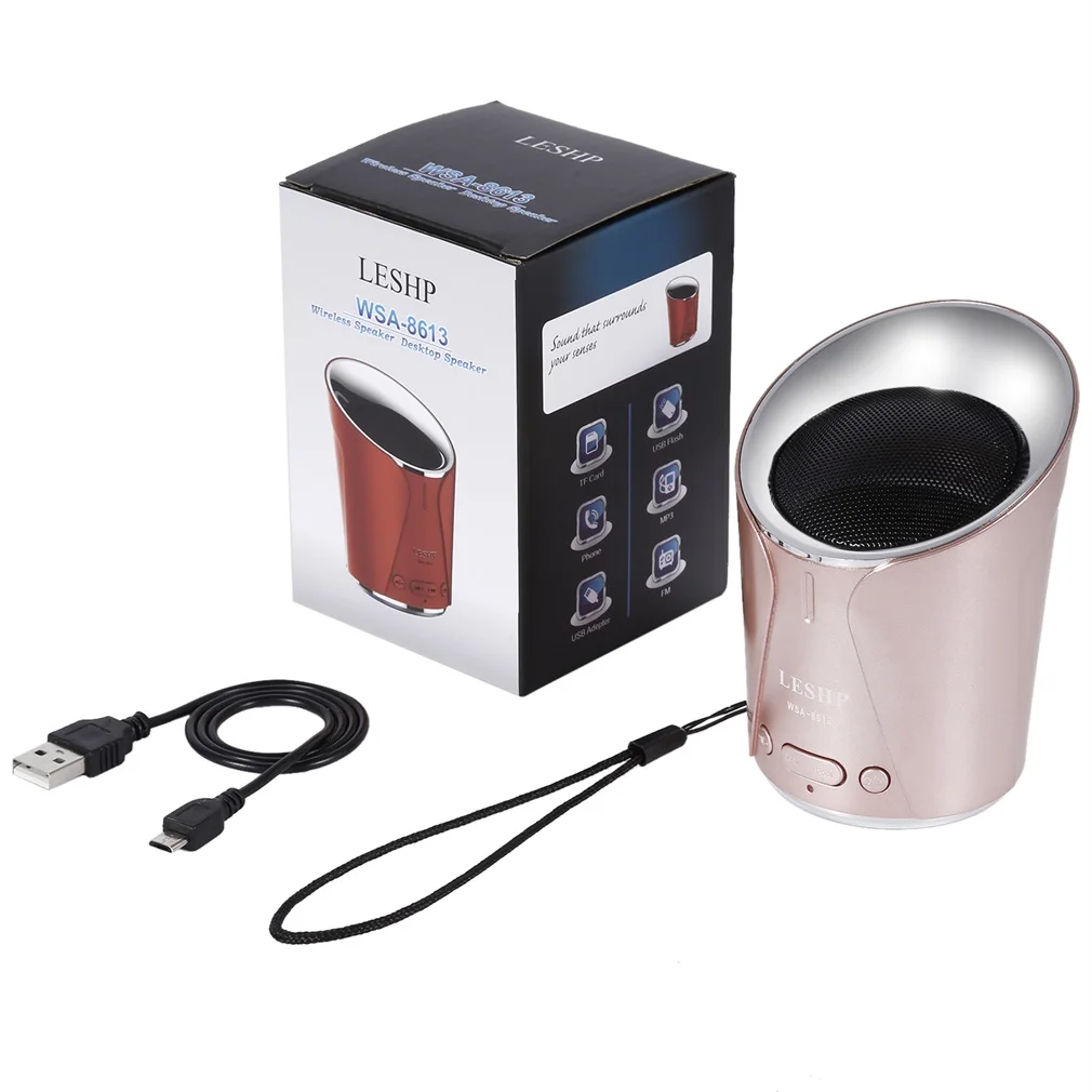 

LESHP Portable Wireless Speaker FM Automatic Search TF Card Cycle Charge 3.5mm Input Terminals Hands-free Calls