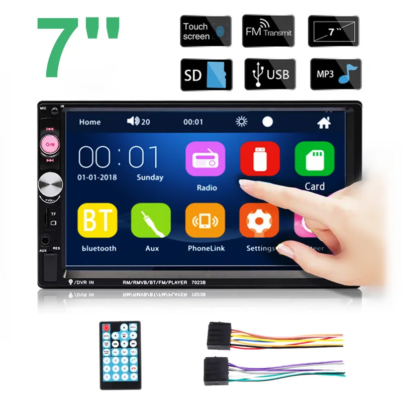 Автомагнитола 2 DIN 7 дюймов мультимедийный mp5 плеер FM USB AUX HD Bluetooth Совместимый