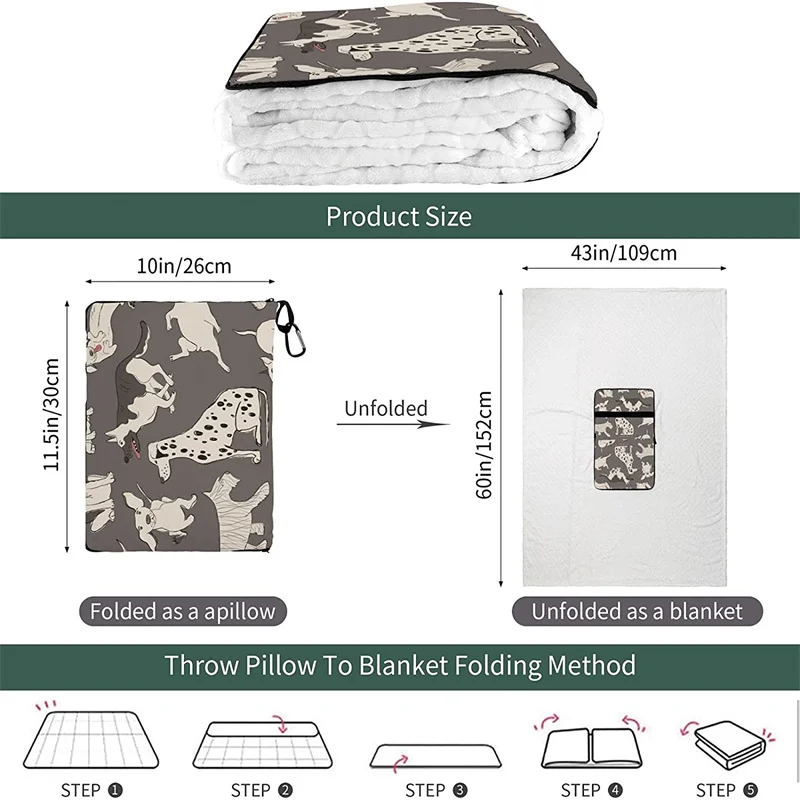 comprar Engraçado Dálmata Viagem Travesseiro Cobertor Dois-em-um Mochila Cinta E Compacto Avião Saco Cintura Suporte 60x43 Polegadas