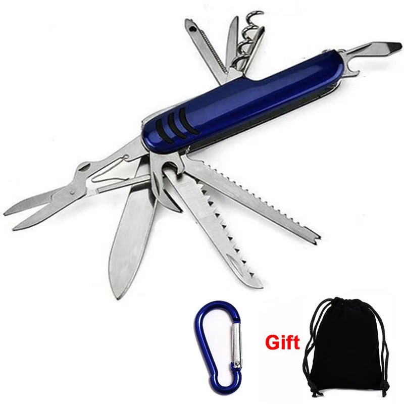

11 in 1 Multifunction Folding Swiss Pocket Knife Army Survival Outdoor Camping Tool Stainless Steel Pocket-Size Hunting knives