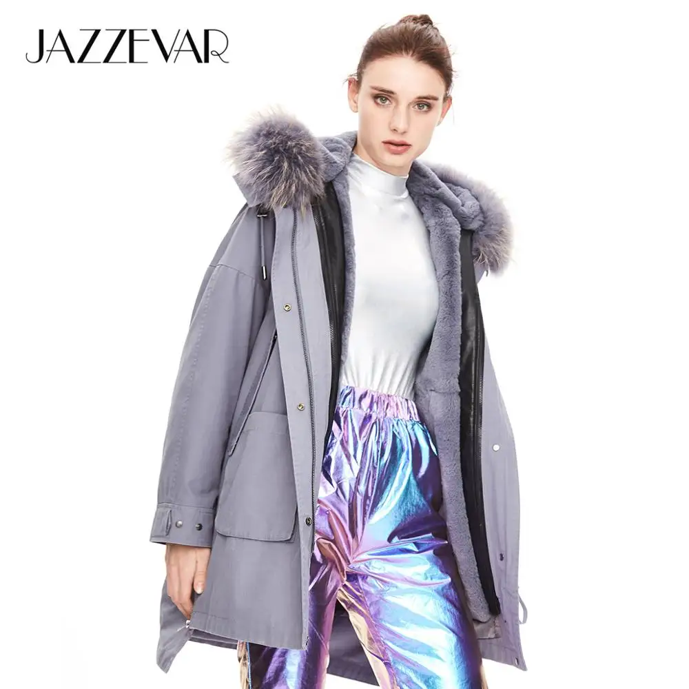 JAZZEVAR 2019 Зимнее новое поступление женское пальто высокое качество средней длины