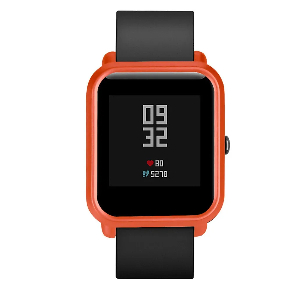 Тонкий цветной чехол из поликарбоната с защитной рамкой для часов Huami Amazfit Bip Younth с защитой экрана