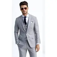 2022 nova chegada pico lapela luz cinza ternos masculinos venda quente feito sob encomenda dois botões moda casual wear blazer 3 peças magro (3)