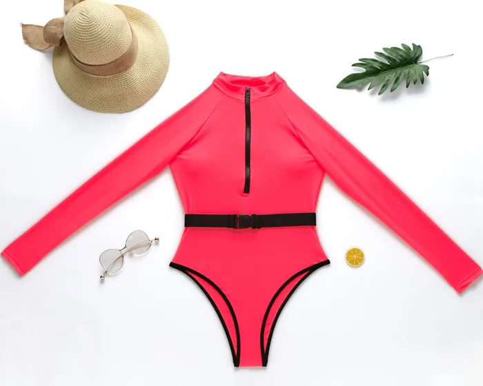 Сексуальное боди с длинным рукавом 2020 Новый Неон застежкой молнией и