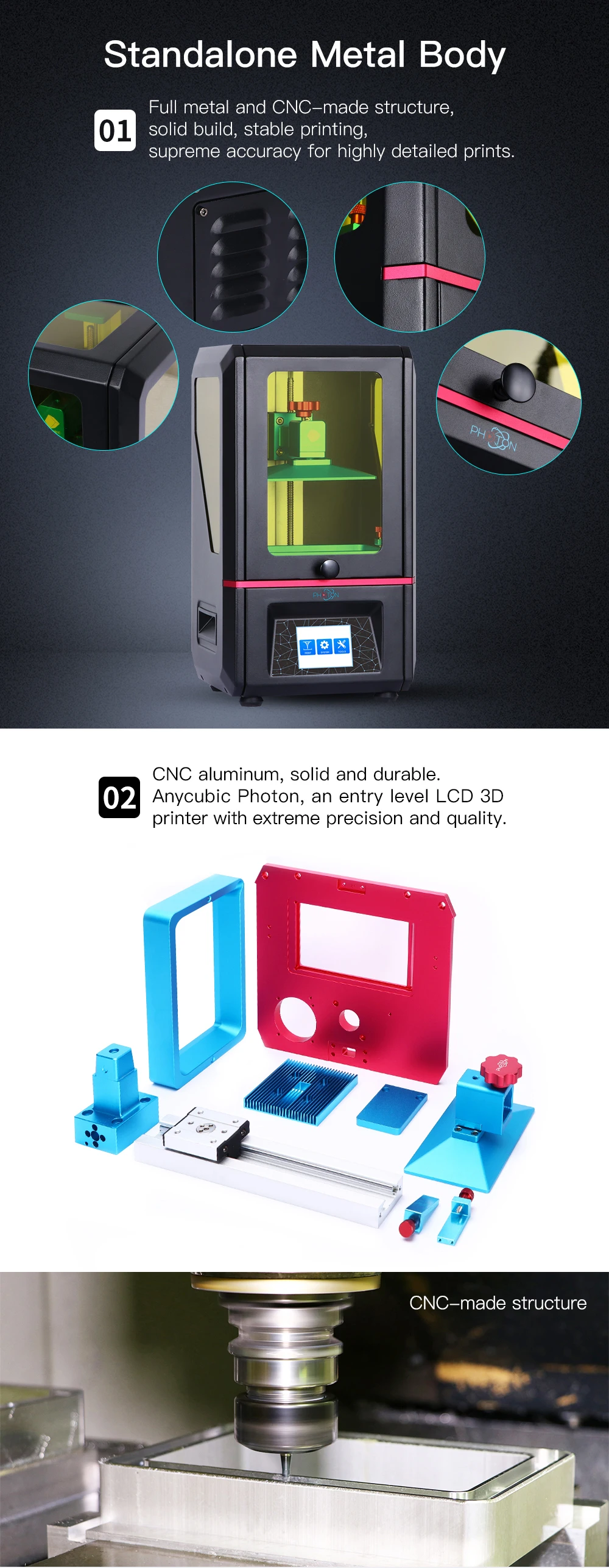 Anycubic Фотон смолы 3d принтер смолы размера плюс SLA/lcd высокой точности Фотон светильник-отверждения Impresora 3d комплекты обновления