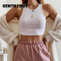off shoulder o neck women tank top sleeveless knitted skinny solid female streetwear all match sexy summer club casual vest