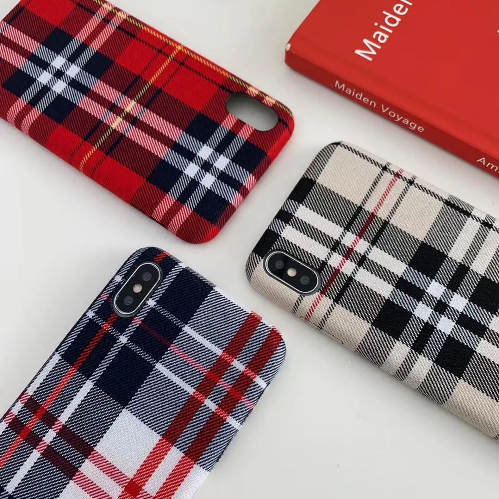 Новый Ретро тканевый клетчатый чехол для iPhonexsmax/11pro/xr/X/7plus/6s защита от падения |