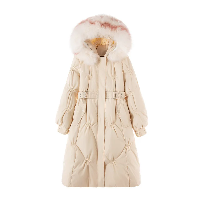 Европейские зимние женские пуховые парки пальто толстовка с мехом енота